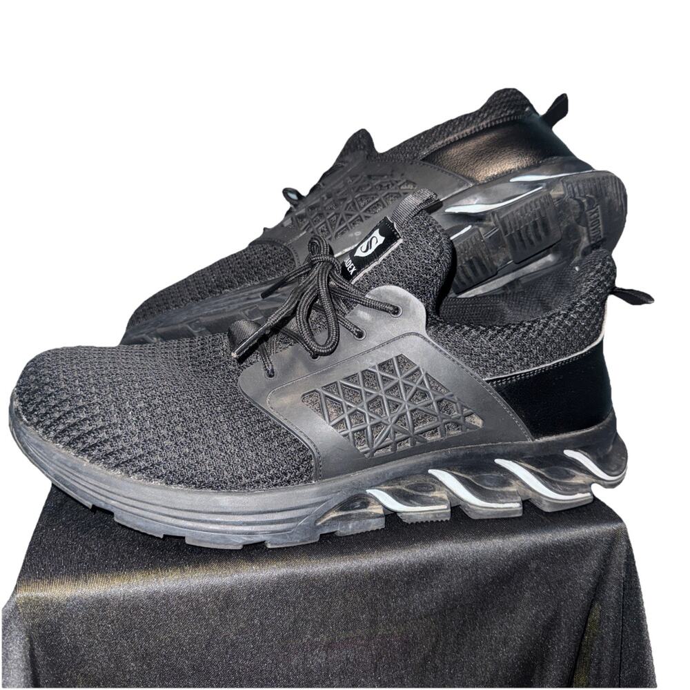 Suadex Men's Steel Toe Safety Work Black Sneakers Lightweight Slip Resistant